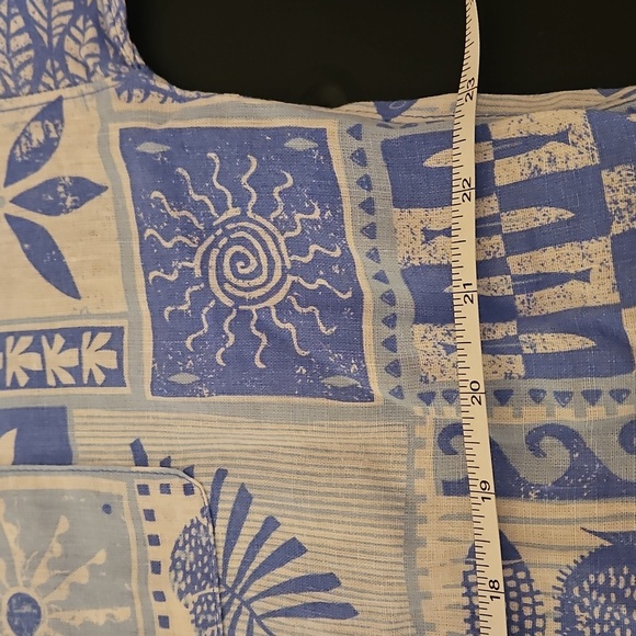 C&C California 100% Linen Shirt Womens XL Blue white geometric Button Up NWT - Picture 5 of 6